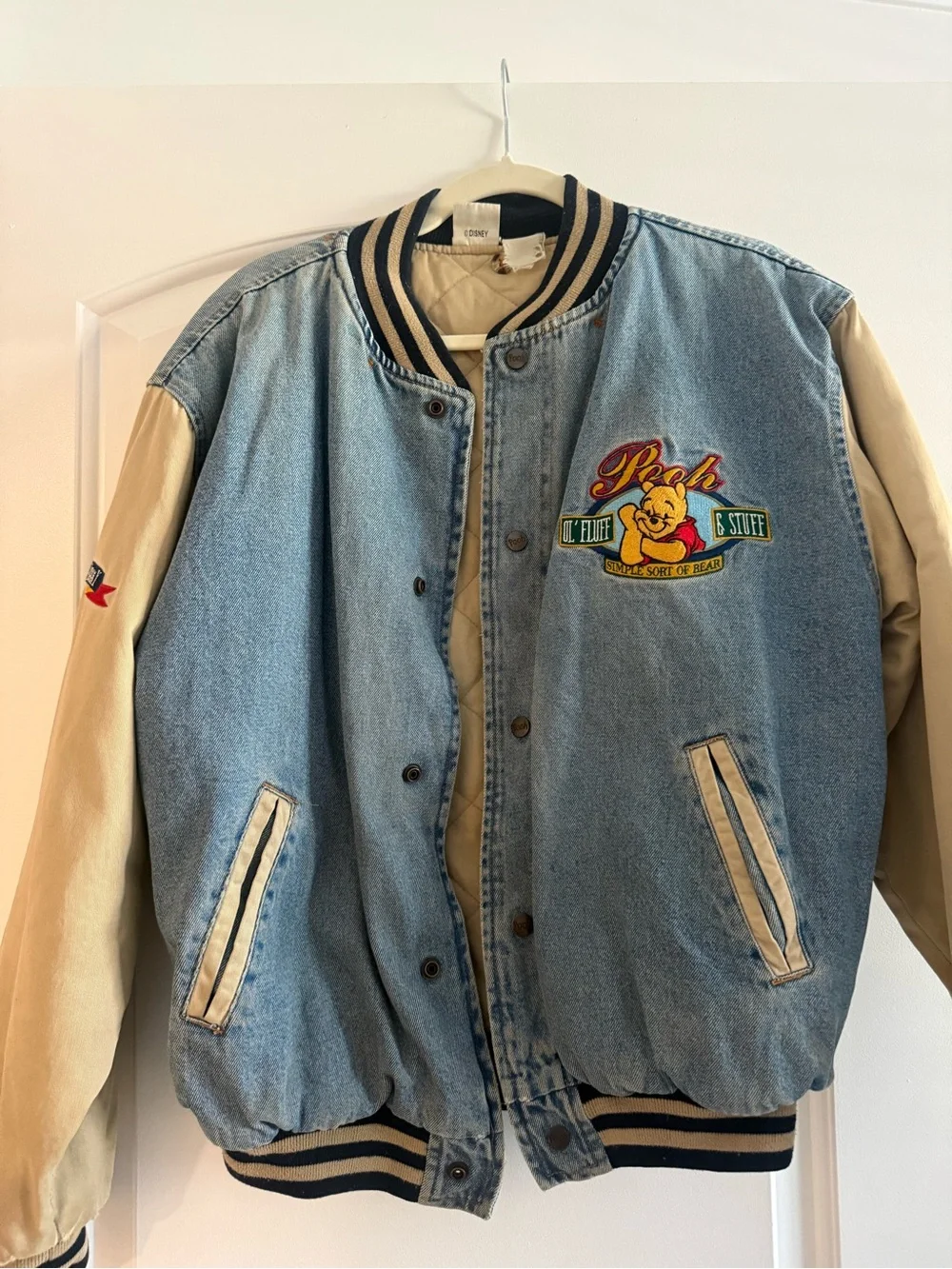 Disney Winnie the Pooh Denim Varsity Jacket Men’s Large